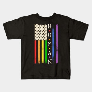 Human Rainbow Flag - LGBT Kindness Love Equality Gay Pride Kids T-Shirt